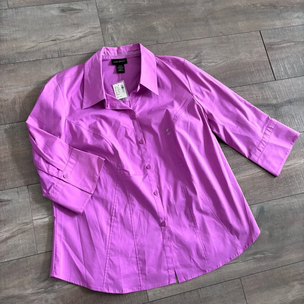 Lane Bryant Women's Button Down Shirt Lavender Size 14/16 NEW
